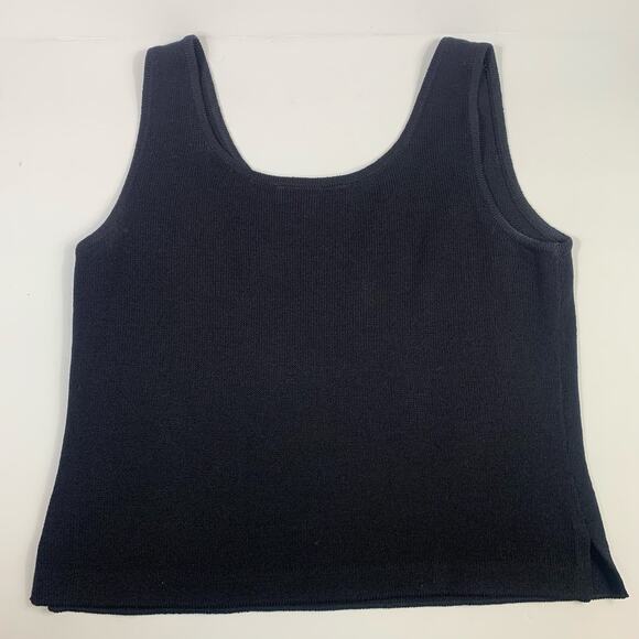 St John Basics Santana Knit Black Tank Top Sz S Sleeveless - Picture 2 of 9